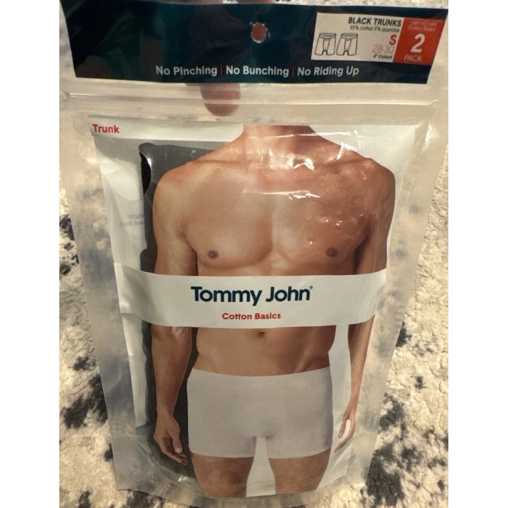 Tommy John Cotton Basics Trunks 2 Pack Underwear Black Size Small